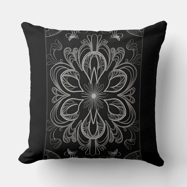 Levendig Abstract Floral Grey Dual Design Kussen (Voorkant)