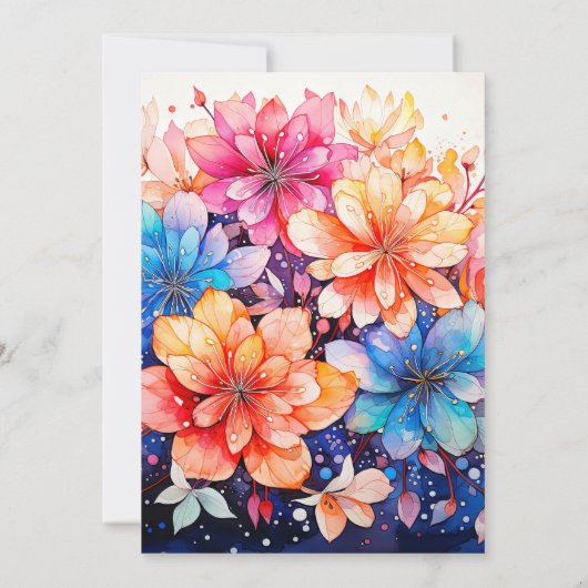 Levendig Abstract Flower Art verjaardagsfeest Kaart (Achterkant)