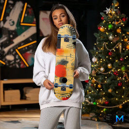 Levendig Abstract Geel en Rood Skateboardontwerp Persoonlijk Skateboard