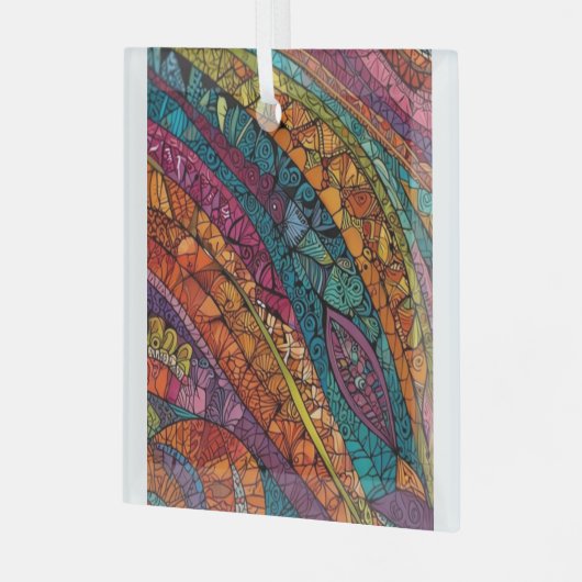 Levendig Abstract geometrieontwerp Glas Ornament (Voorkant links)