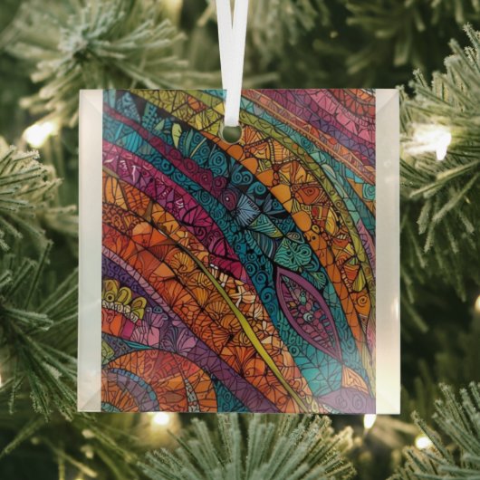 Levendig Abstract geometrieontwerp Glas Ornament (Insitu)