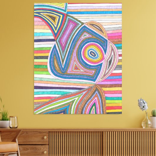 Levendig Abstract Geometrisch Gestreept Patroon Canvas Afdruk (Insitu (Woonkamer))