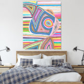 Levendig Abstract Geometrisch Gestreept Patroon Canvas Afdruk (Insitu (Slaapkamer))