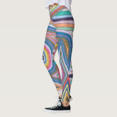 Levendig Abstract Geometrisch Gestreept Patroon Leggings (Links)