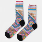 Levendig Abstract Geometrisch Gestreept Patroon Sokken (Links)