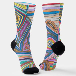 Levendig Abstract Geometrisch Gestreept Patroon Sokken