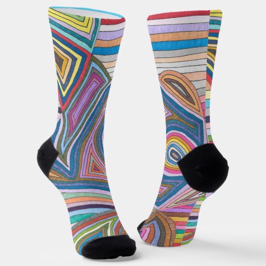 Levendig Abstract Geometrisch Gestreept Patroon Sokken (Gebogen)