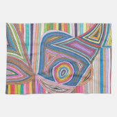 Levendig Abstract Geometrisch Gestreept Patroon Theedoek (Horizontaal)