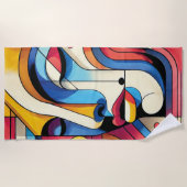 Levendig Abstract geometrisch gezicht Strandlaken (Voorkant)