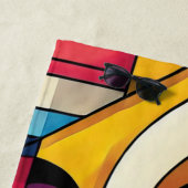 Levendig Abstract geometrisch gezicht Strandlaken (In situ)