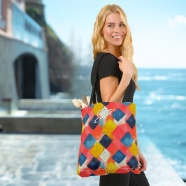 Levendig Abstract geometrisch patroon in diamanten Tote Bag