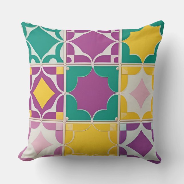 Levendig abstract geometrisch patroon in felle kle kussen (Voorkant)