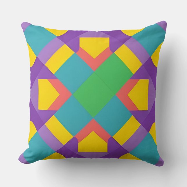 Levendig abstract geometrisch patroon in felle kle kussen (Voorkant)