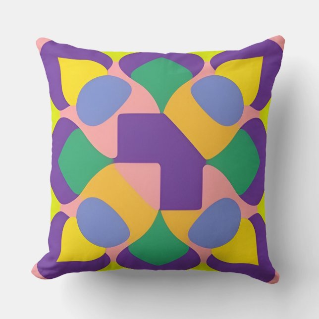 Levendig abstract geometrisch patroon in felle kle kussen (Voorkant)