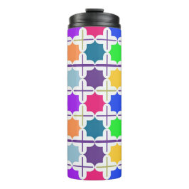 Levendig abstract geometrisch patroon in felle kle thermosbeker