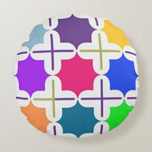 Levendig Abstract Geometrisch Patroon in Krachtige Rond Kussen