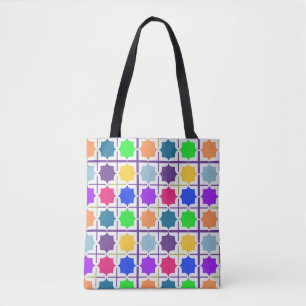 Levendig Abstract Geometrisch Patroon in Krachtige Tote Bag