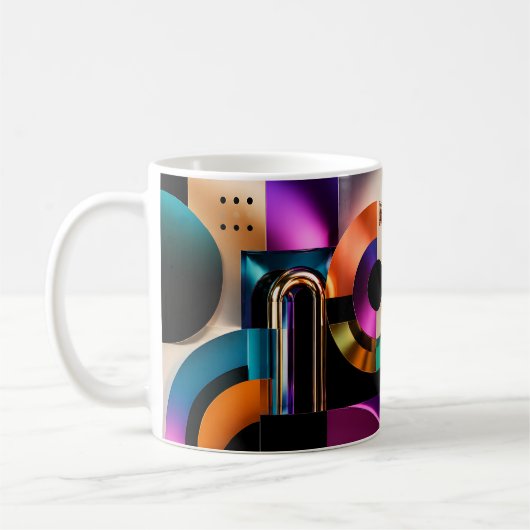 Levendig Abstract Geometrisch Vormgeving Geschenk Koffiemok (Links)