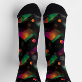 Levendig Abstract in Sinaasappel, Magenta op zwart Sokken (Top)