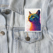 Levendig Abstract kattenportret met kleurrijke sti Button (Insitu)