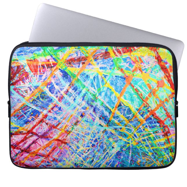 Levendig abstract kleurene explosiepatroon laptop sleeve (Voorkant)