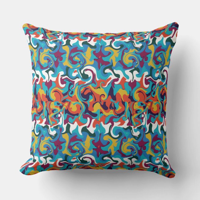 Levendig Abstract kleurrijk geometrisch golfpatroo Kussen (Voorkant)