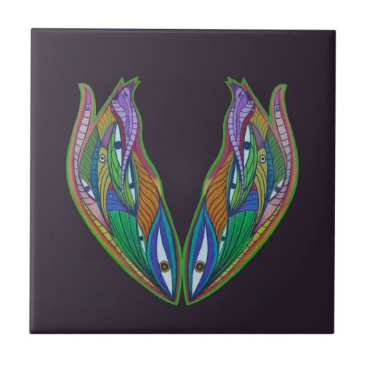 Levendig Abstract kunstwerk - visionaire psychedel Tegeltje (Voorkant)