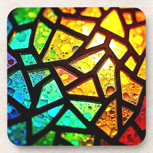 Levendig Abstract Licht Mozaïekontwerp Bier Onderzetter (Voorkant)