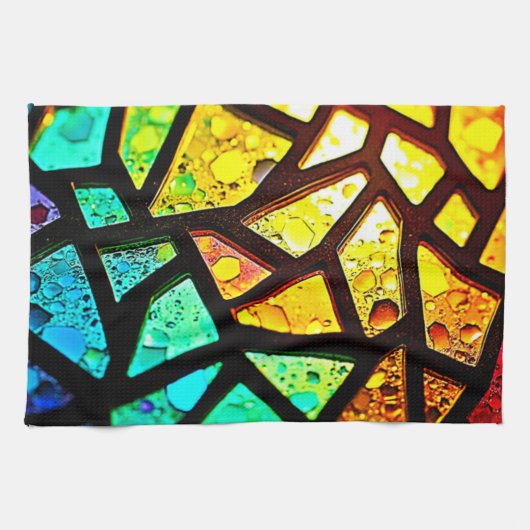 Levendig Abstract Licht Mozaïekontwerp Theedoek (Horizontaal)