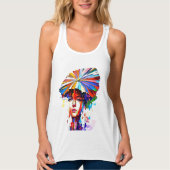 Levendig Abstract meisjesportret Tanktop (Voorkant)