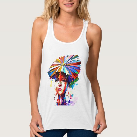 Levendig Abstract meisjesportret Tanktop (Voorkant)