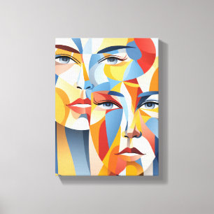Levendig abstract menselijk gezicht canvas afdruk