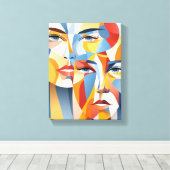 Levendig abstract menselijk gezicht canvas afdruk (Insitu (Houten vloer))