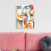 Levendig abstract menselijk gezicht canvas afdruk (Insitu (Woonkamer))