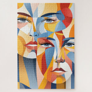 Levendig abstract menselijk gezicht legpuzzel