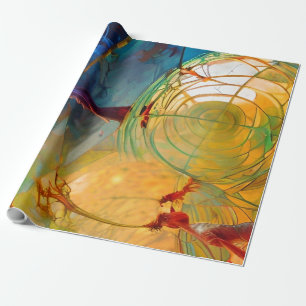 Levendig abstract met vreemde vormen cadeaupapier