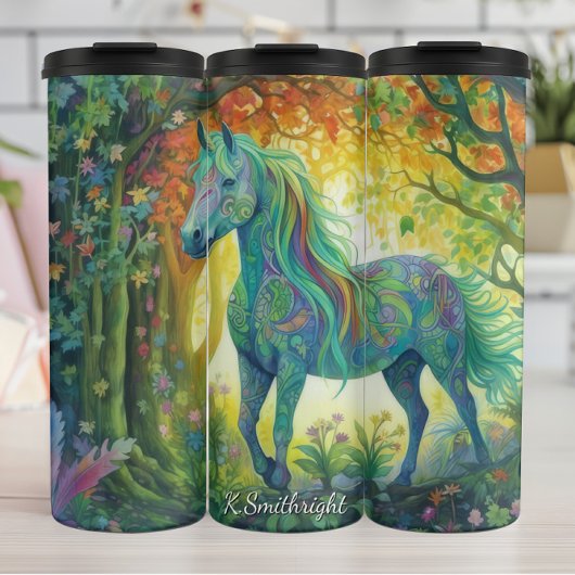 Levendig Abstract Paard Bos Wonder Thermosbeker