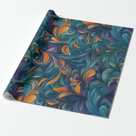 Levendig Abstract Paisley-geïnspireerd patroon (2) Cadeaupapier (Uitgerold)