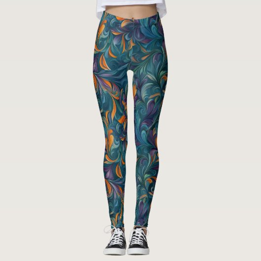 Levendig Abstract Paisley-geïnspireerd patroon (2) Leggings (Voorkant)