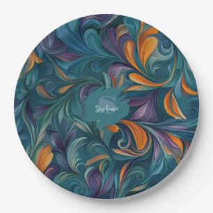 Levendig Abstract Paisley-geïnspireerd patroon (2) Papieren Bordje