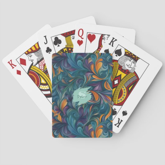 Levendig Abstract Paisley-geïnspireerd patroon (2) Pokerkaarten (Achterkant)