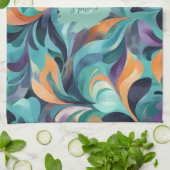 Levendig Abstract Paisley-geïnspireerd patroon Theedoek (Gevouwen)