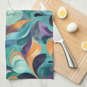Levendig Abstract Paisley-geïnspireerd patroon Theedoek (Quarter Fold)