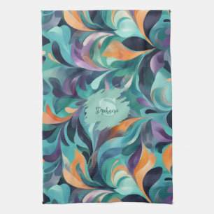 Levendig Abstract Paisley-geïnspireerd patroon Theedoek
