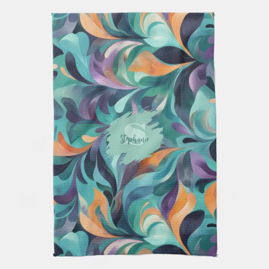 Levendig Abstract Paisley-geïnspireerd patroon Theedoek (Verticaal)