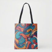 Levendig abstract patroon met wervelende vormen tote bag (Voorkant)