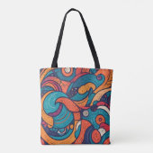 Levendig abstract patroon met wervelende vormen tote bag (Achterkant)