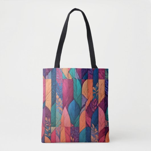 Levendig abstract patroon overlappende geometrisch tote bag (Voorkant)