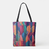 Levendig abstract patroon overlappende geometrisch tote bag (Achterkant)