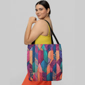 Levendig abstract patroon overlappende geometrisch tote bag